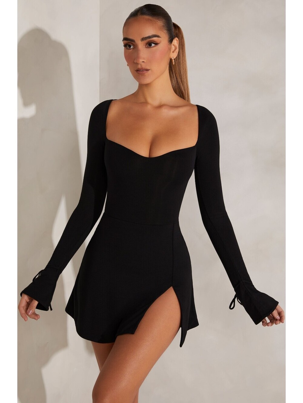Oh Polly Amryn Black Long Sleeve A-Line Mini Dress NWT US 12